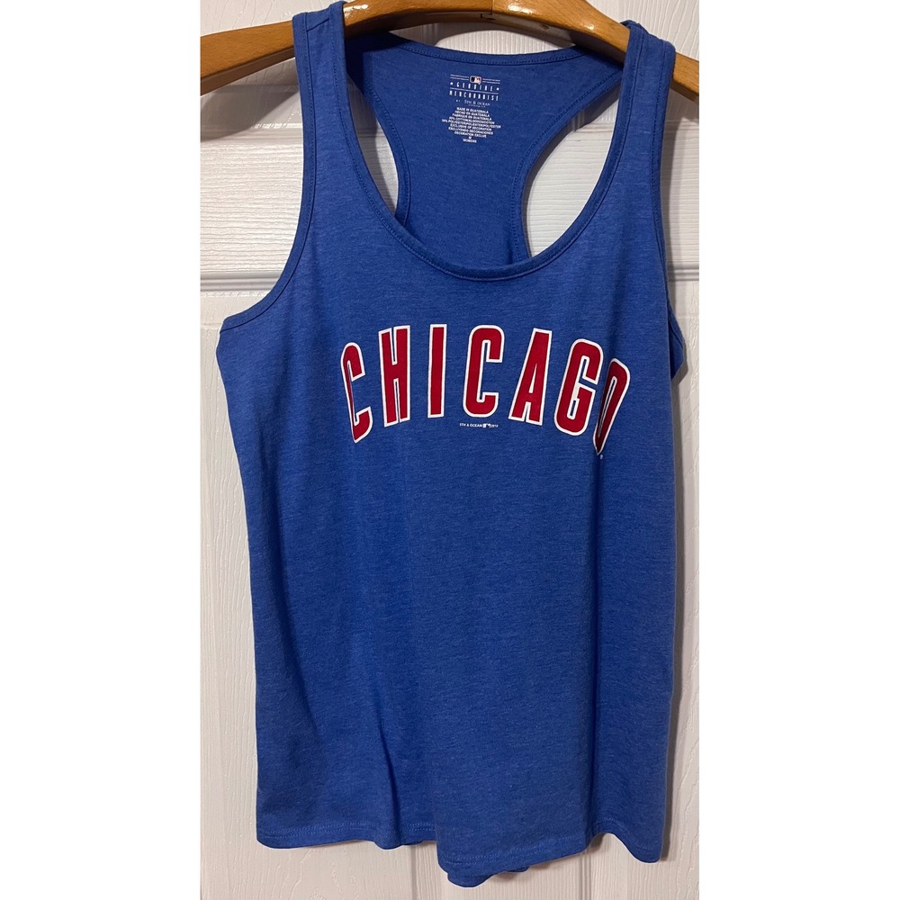 MLB Chicago Cubs‎ Womens Blue Racerback Tank Top 5th & Ocean Size Medium